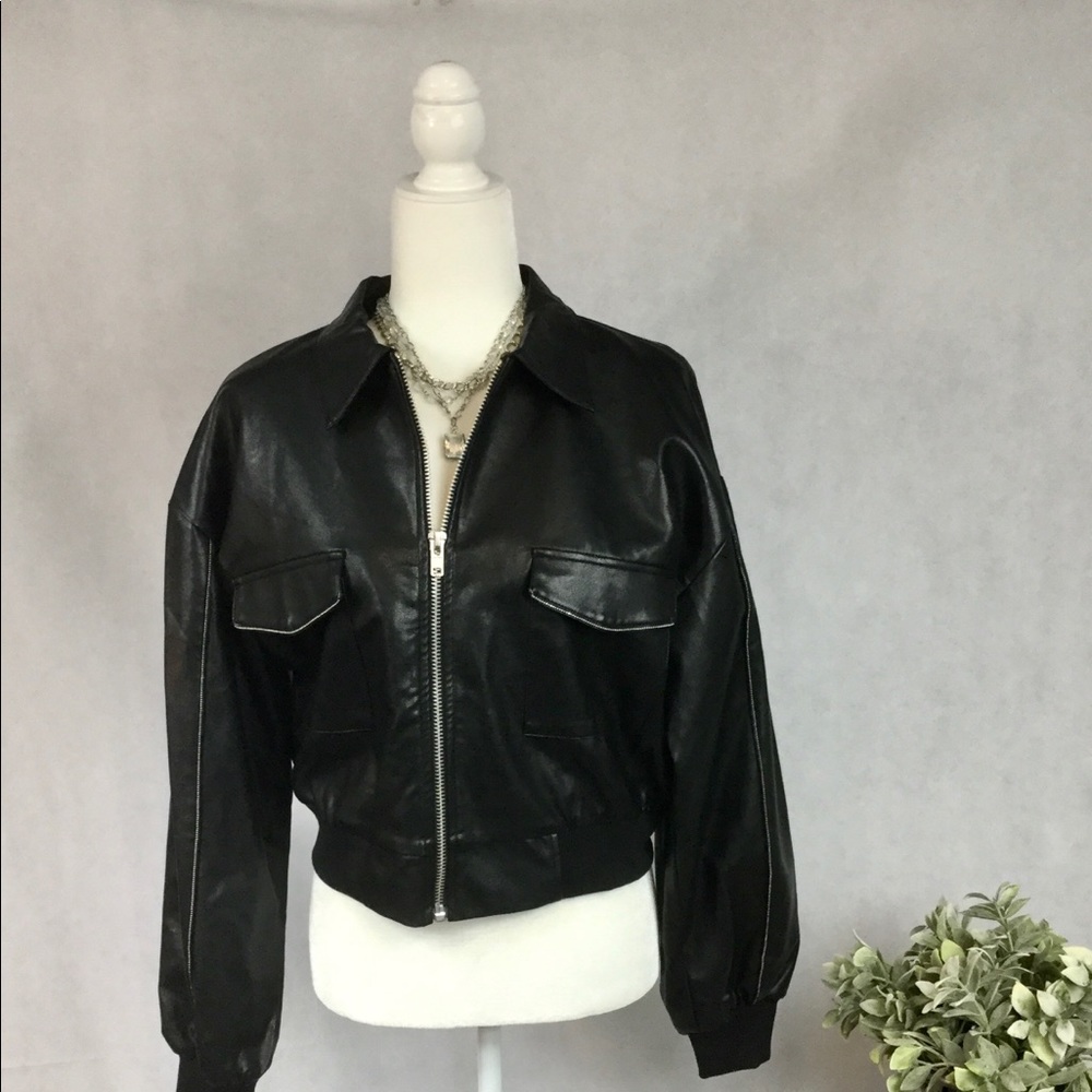 🔥🔥Wild Honey For Bloomingdale’s Faux Leather Bomber Jacket